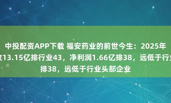 中投配资APP下载 福安药业的前世今生:2025年三季度营收13.15亿排行业43,净利润1.66亿排38,远低于行业头部企业